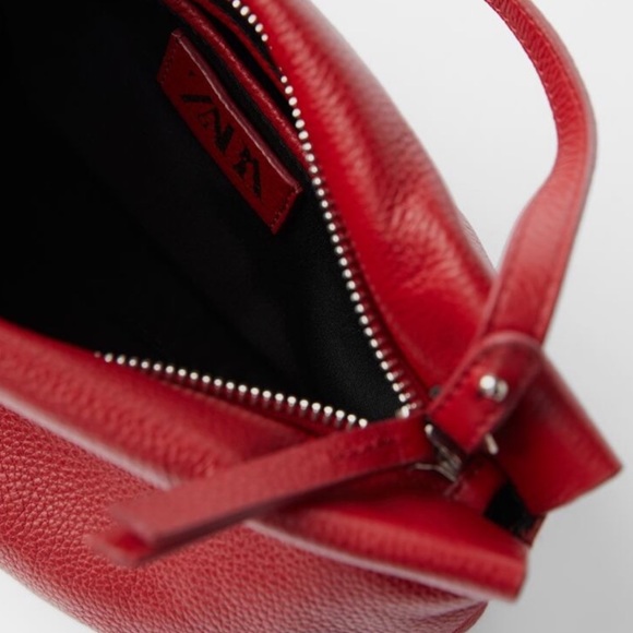 ZARA Gathered Leather Crossbody Shoulder Bag - Picture 7 of 8